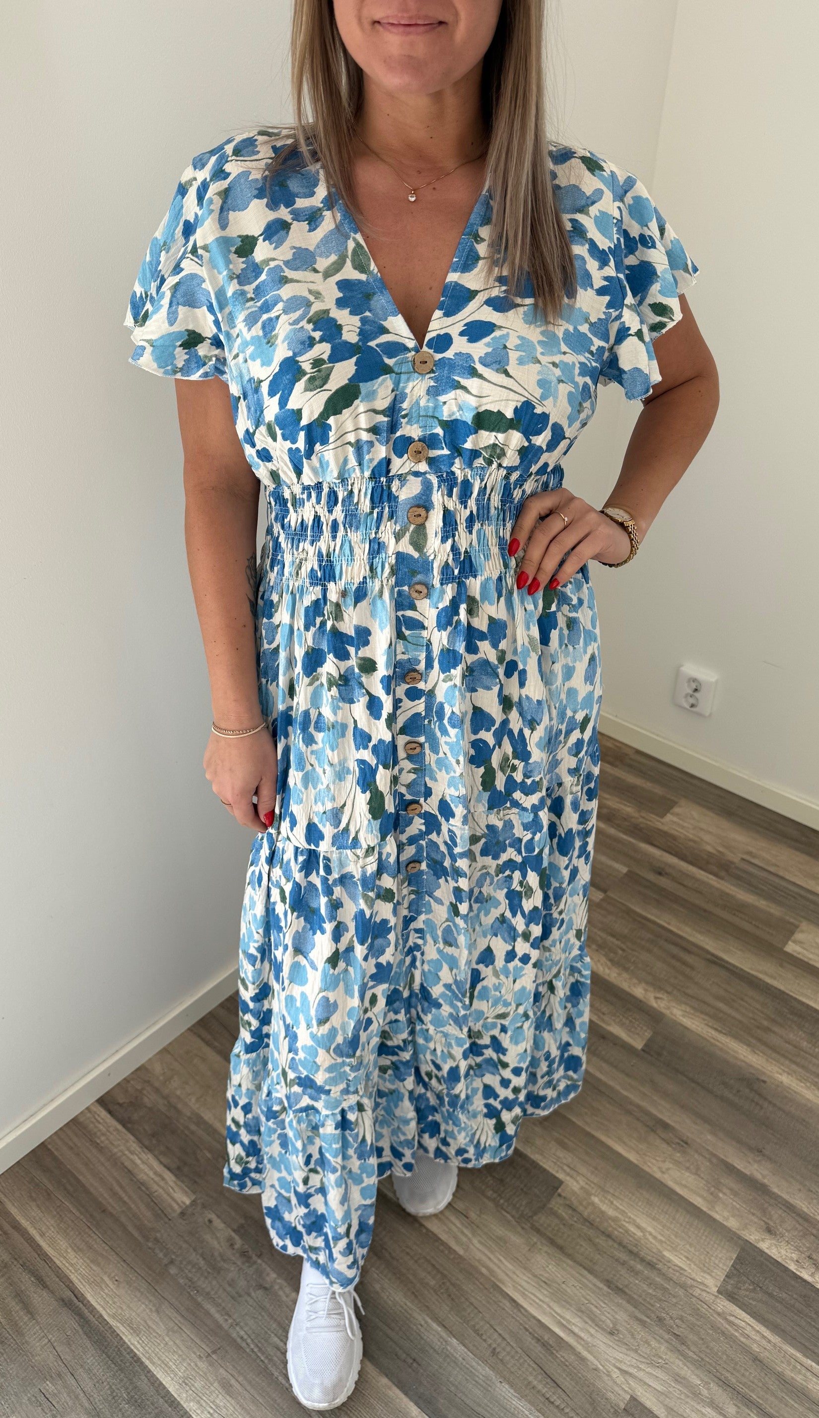 Mindy Klänning - BlommorB14 - Blå