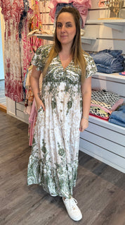 Mindy Klänning mönster grön402A15