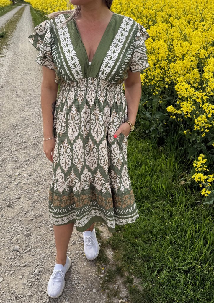 Mindy  Kort Klänning Mönster Cream/Khaki/Beige
