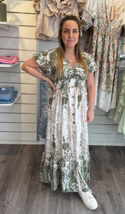 Mindy Klänning mönster grön402A15