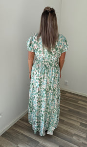 Mindy Klänning - BlommorB14 - Grön