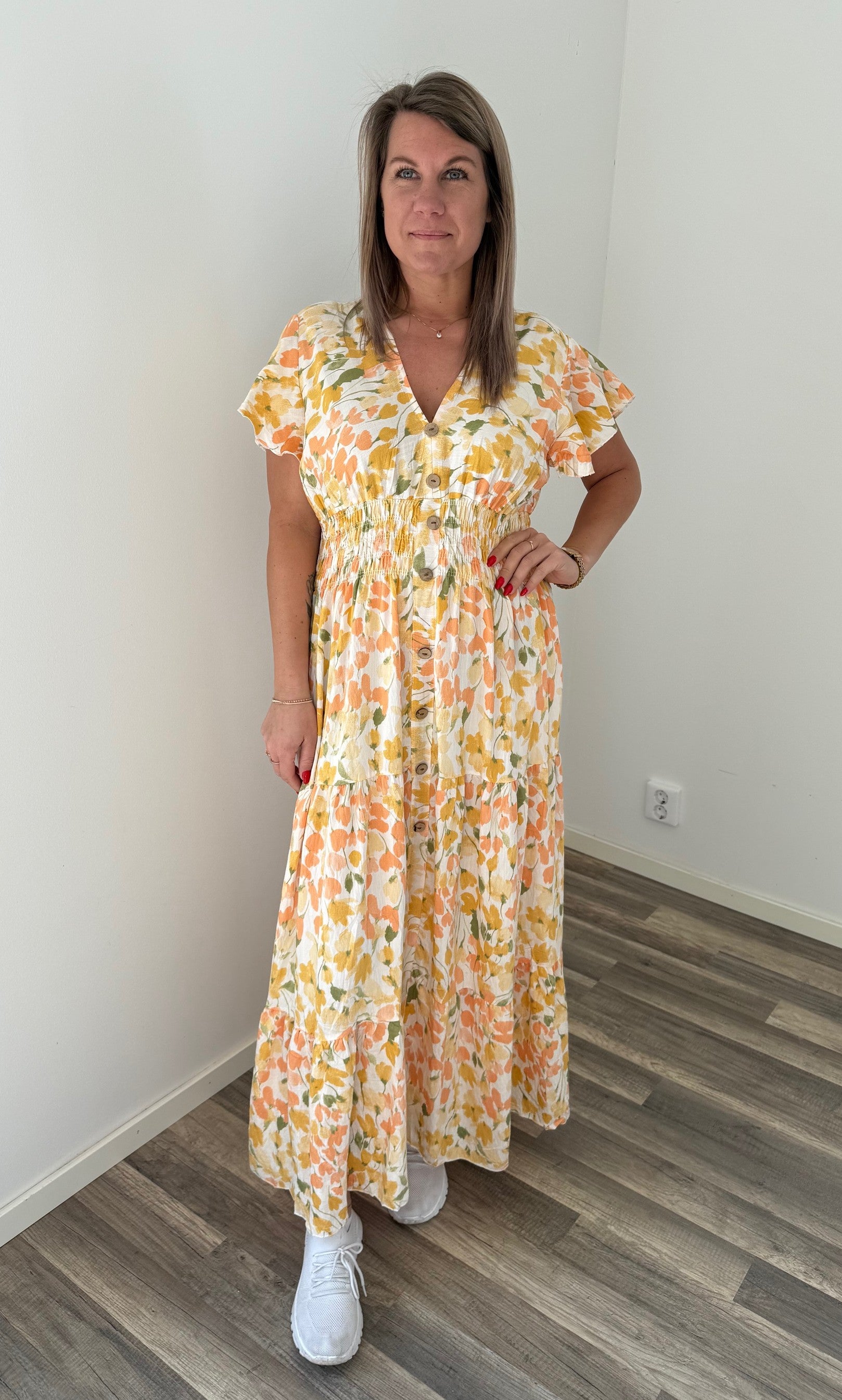 Mindy Klänning - BlommorB14 - Gul