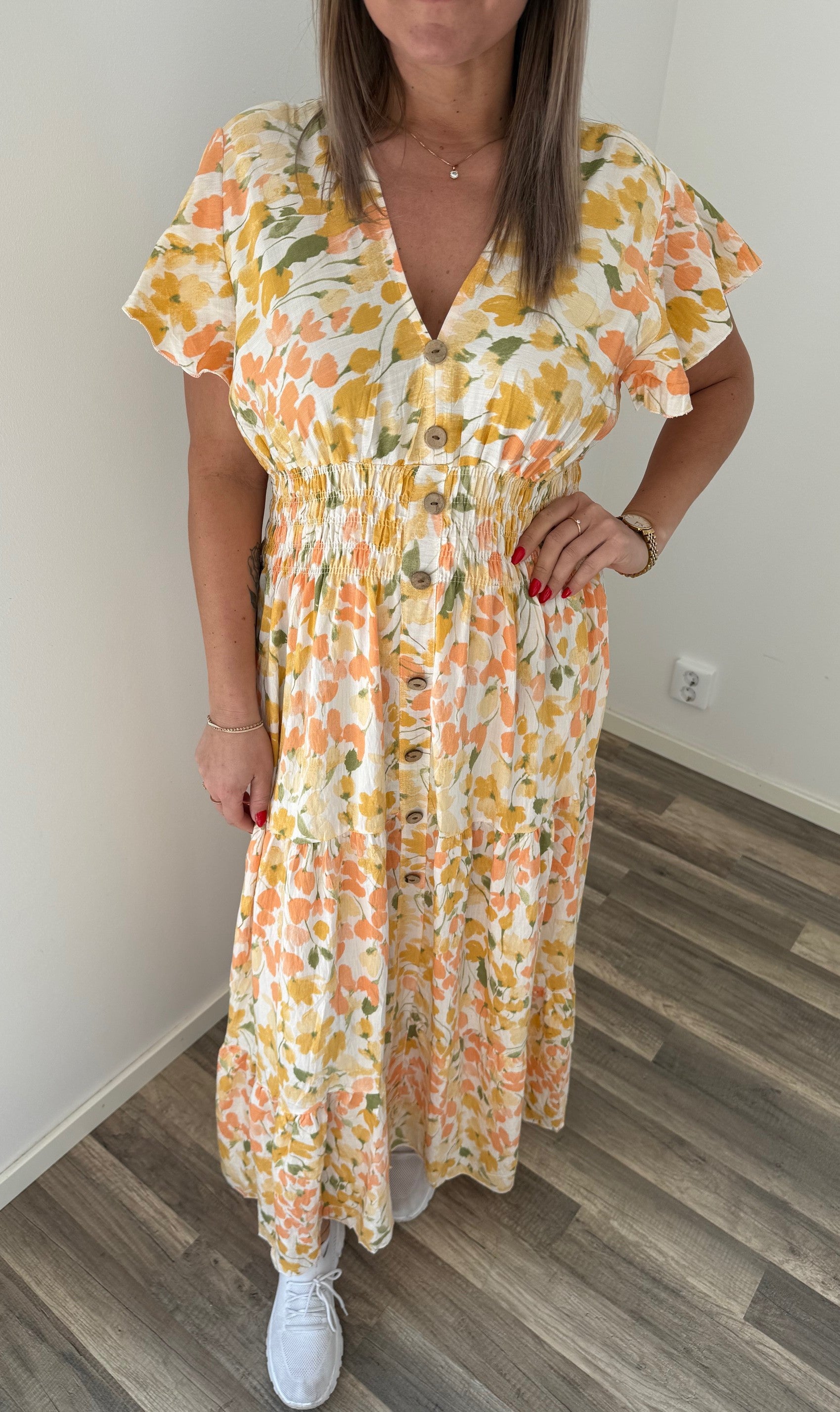 Mindy Klänning - BlommorB14 - Gul