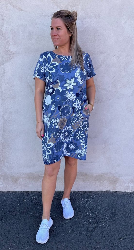 Miranda - Linnetunika Flowermix - Denim - Nyhet