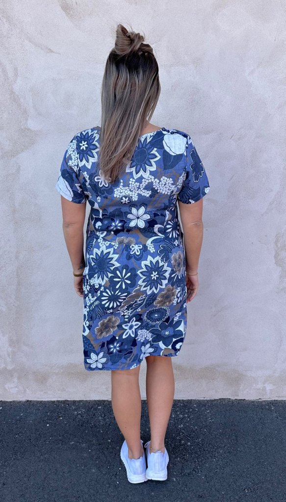 Miranda - Linnetunika Flowermix - Denim - Nyhet
