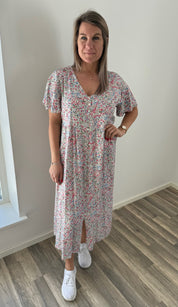 Gina - Klänning - Blommor - Cream/Multi