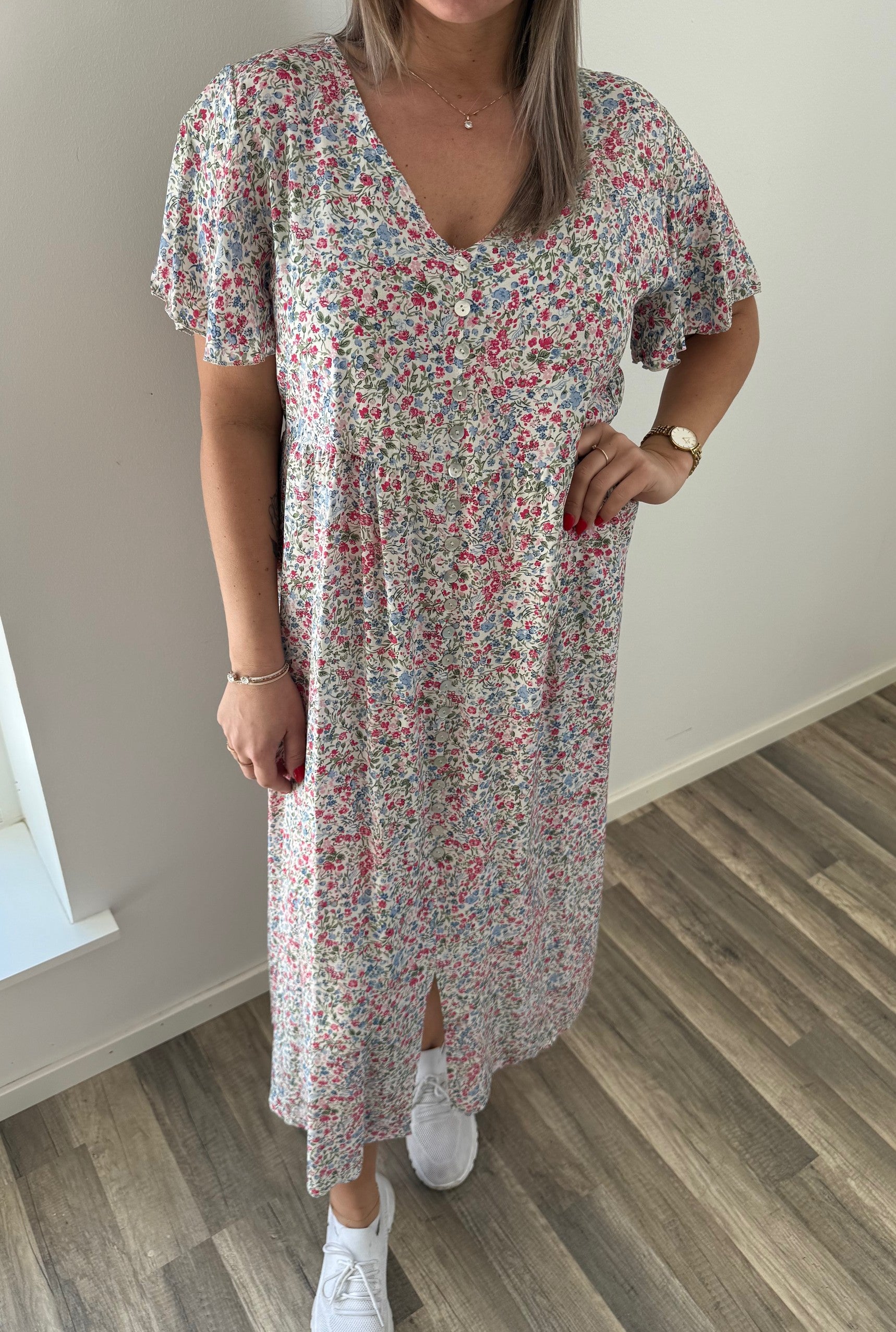 Gina - Klänning - Blommor - Cream/Multi