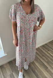 Gina - Klänning - Blommor - Cream/Multi
