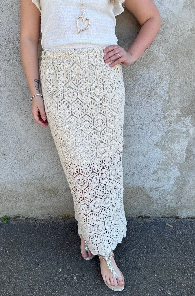 Nadia  - Virkad Kjol -Beige  - Nyhet