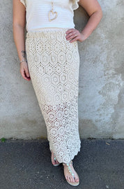 Nadia  - Virkad Kjol -Beige  - Nyhet