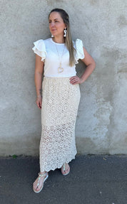 Nadia  - Virkad Kjol -Beige  - Nyhet