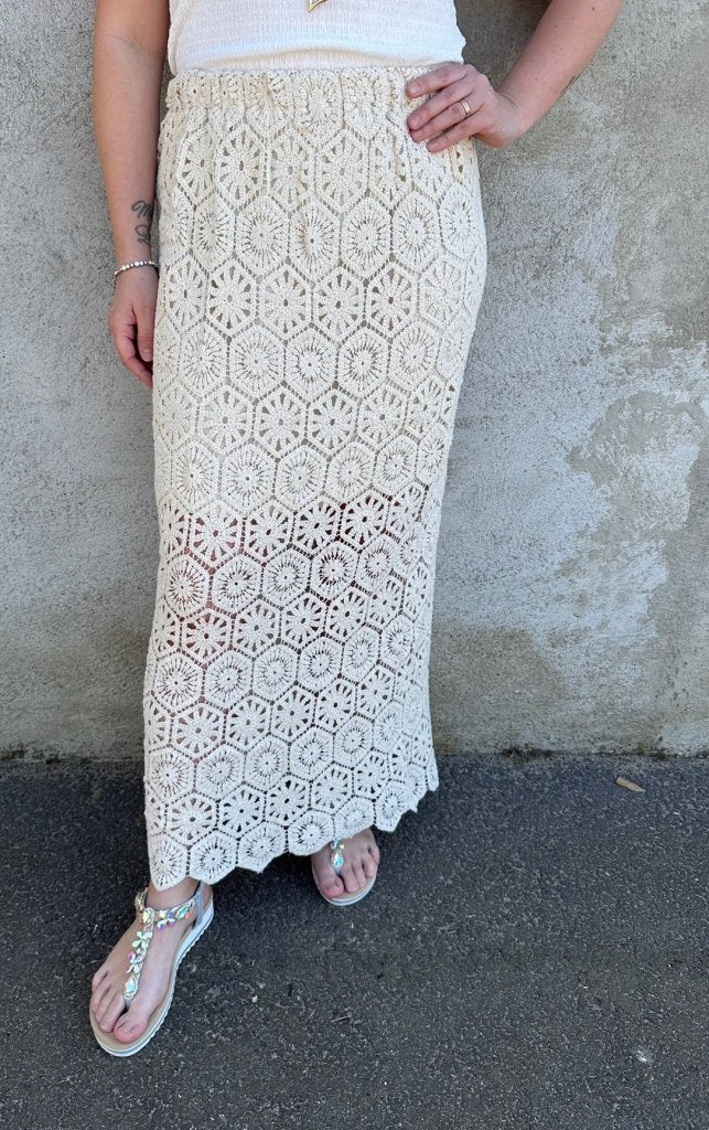 Nadia  - Virkad Kjol -Beige  - Nyhet