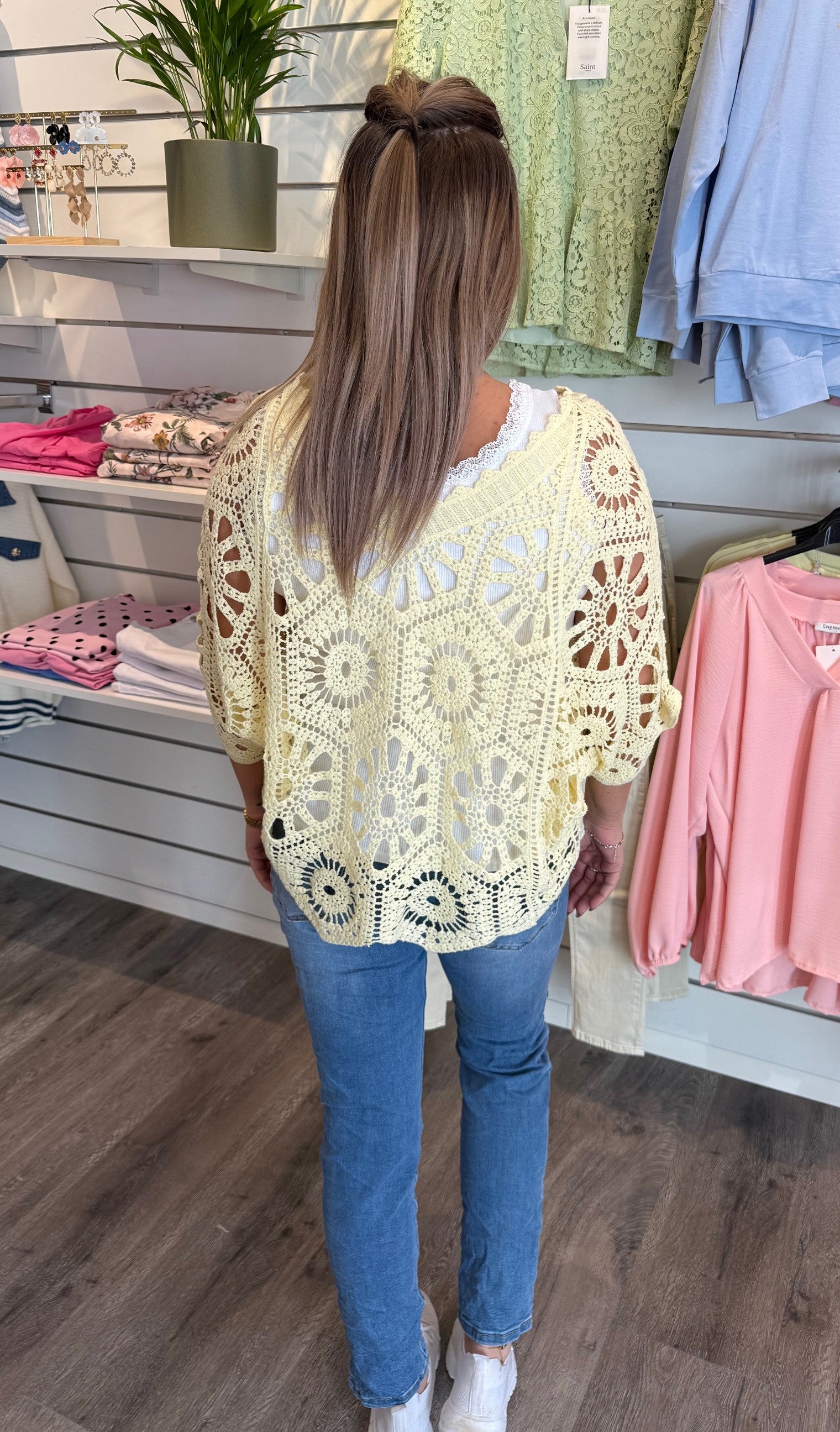 Nelia - Virkad Topp - Gul