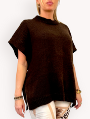 Noelia stickad poncho choco