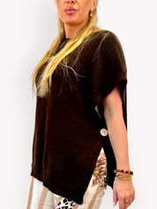 Noelia stickad poncho choco