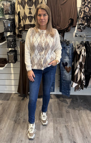 Novara Kofta Rutig Beige/Fango