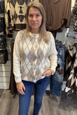 Novara Kofta Rutig Beige/Fango