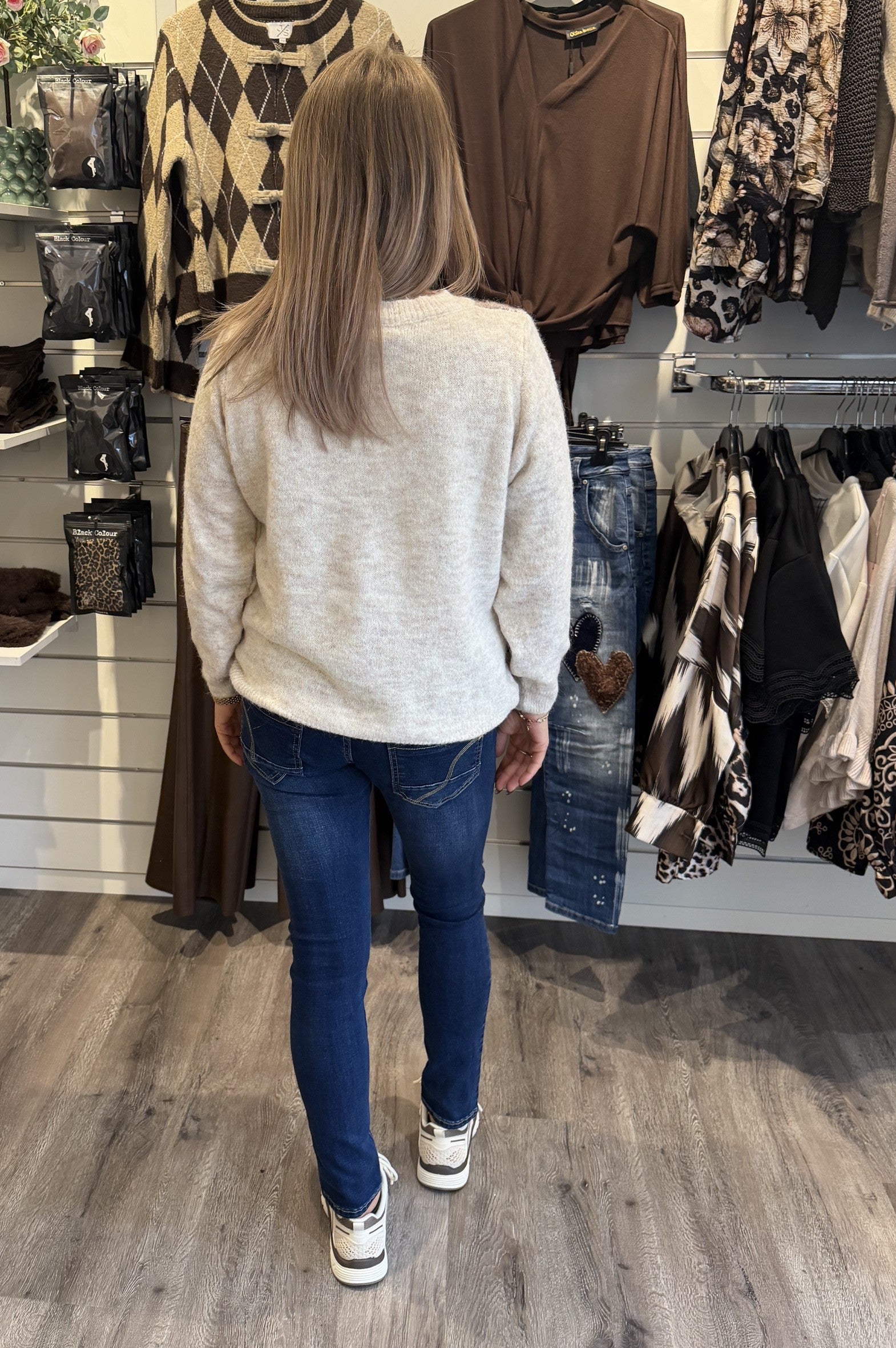 Novara Kofta Rutig Beige/Fango