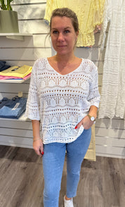 Paula - Virkad Topp - Vit