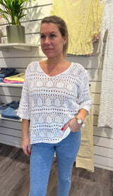 Paula - Virkad Topp - Vit
