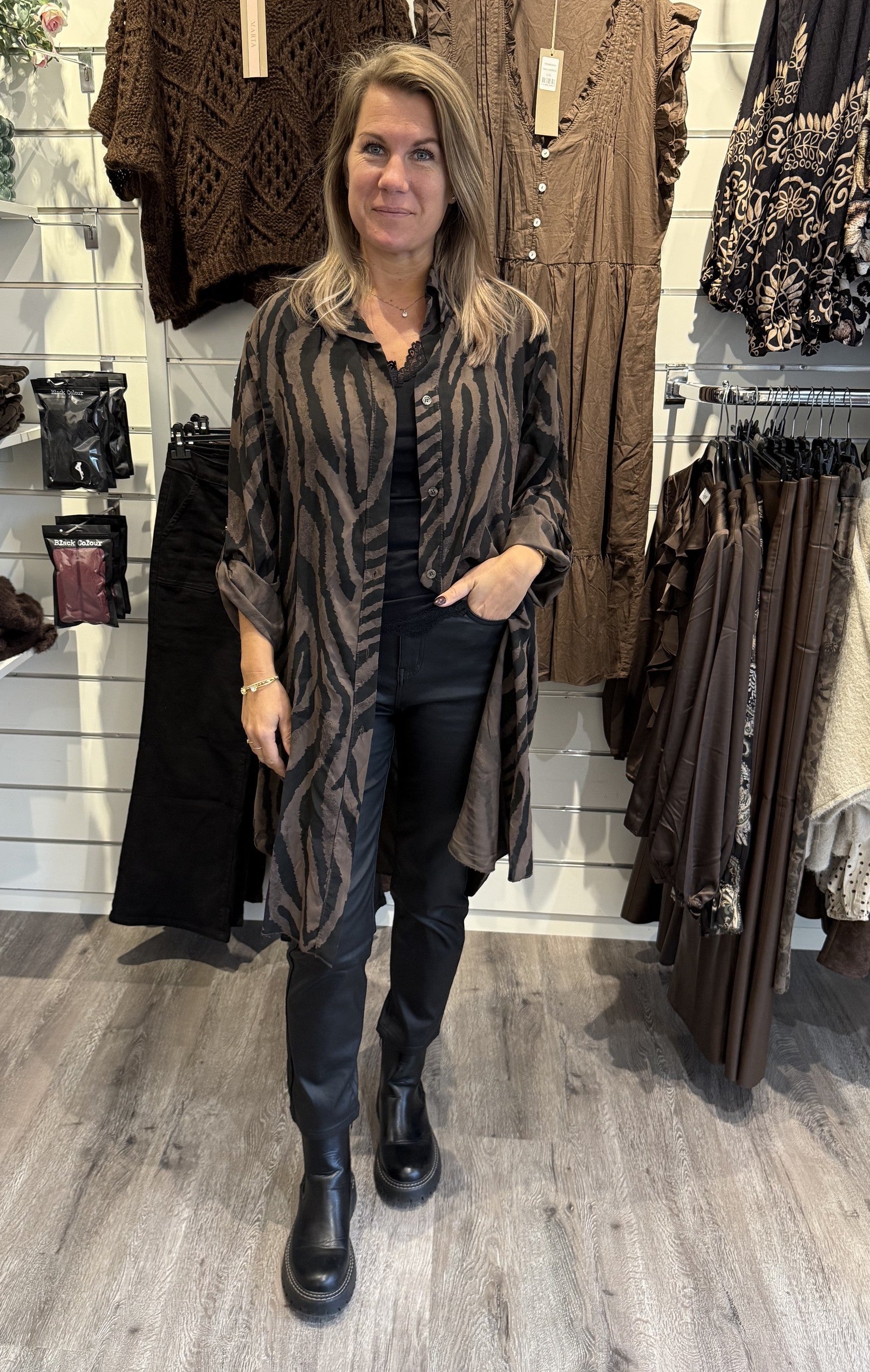 Penny Längre skjorta  Zebra Brun