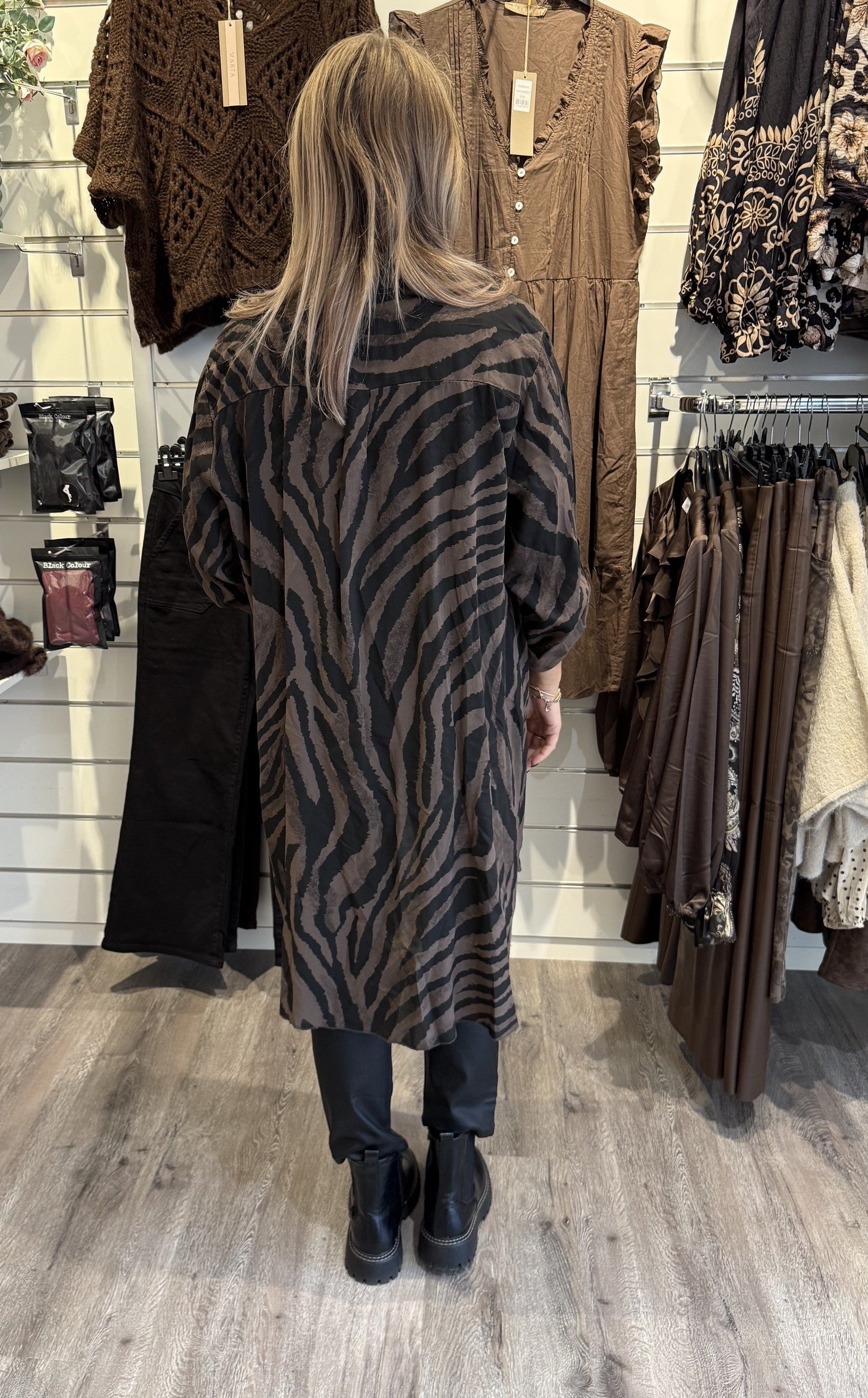 Penny Längre skjorta  Zebra Brun