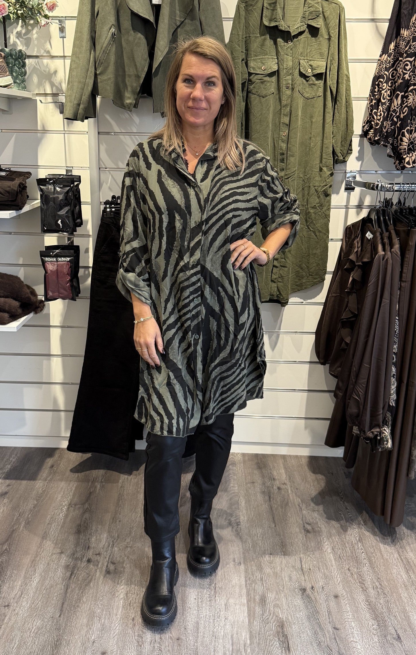 Penny Längre skjorta  Zebra Khaki
