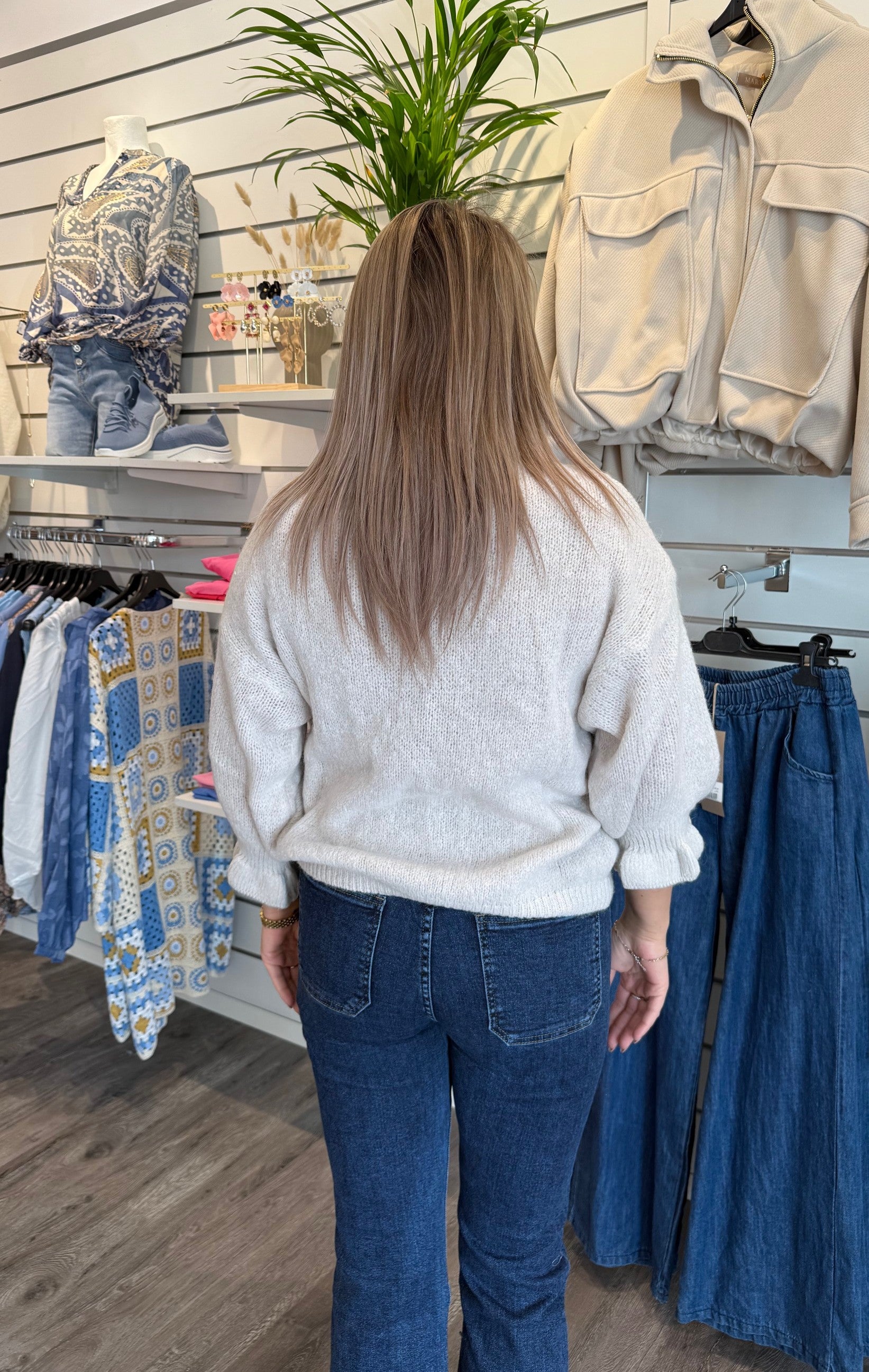 Petra - Stickad kofta - Beige