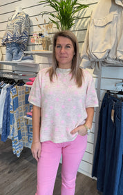 Fiona - Stickad tröja- Creme/Rosa - Prickig
