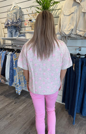 Fiona - Stickad tröja- Creme/Rosa - Prickig