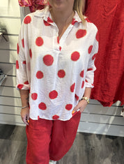 Riva Blus Prickar Röd