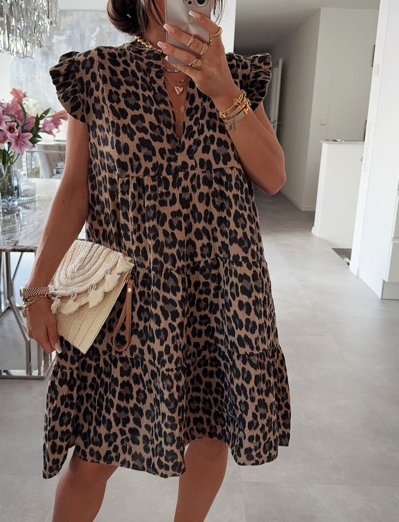 Jill Klänning  Leopard Choco
