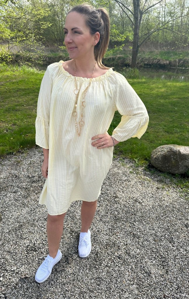 Romina - Klänning - Randig - Gul-  Nyhet