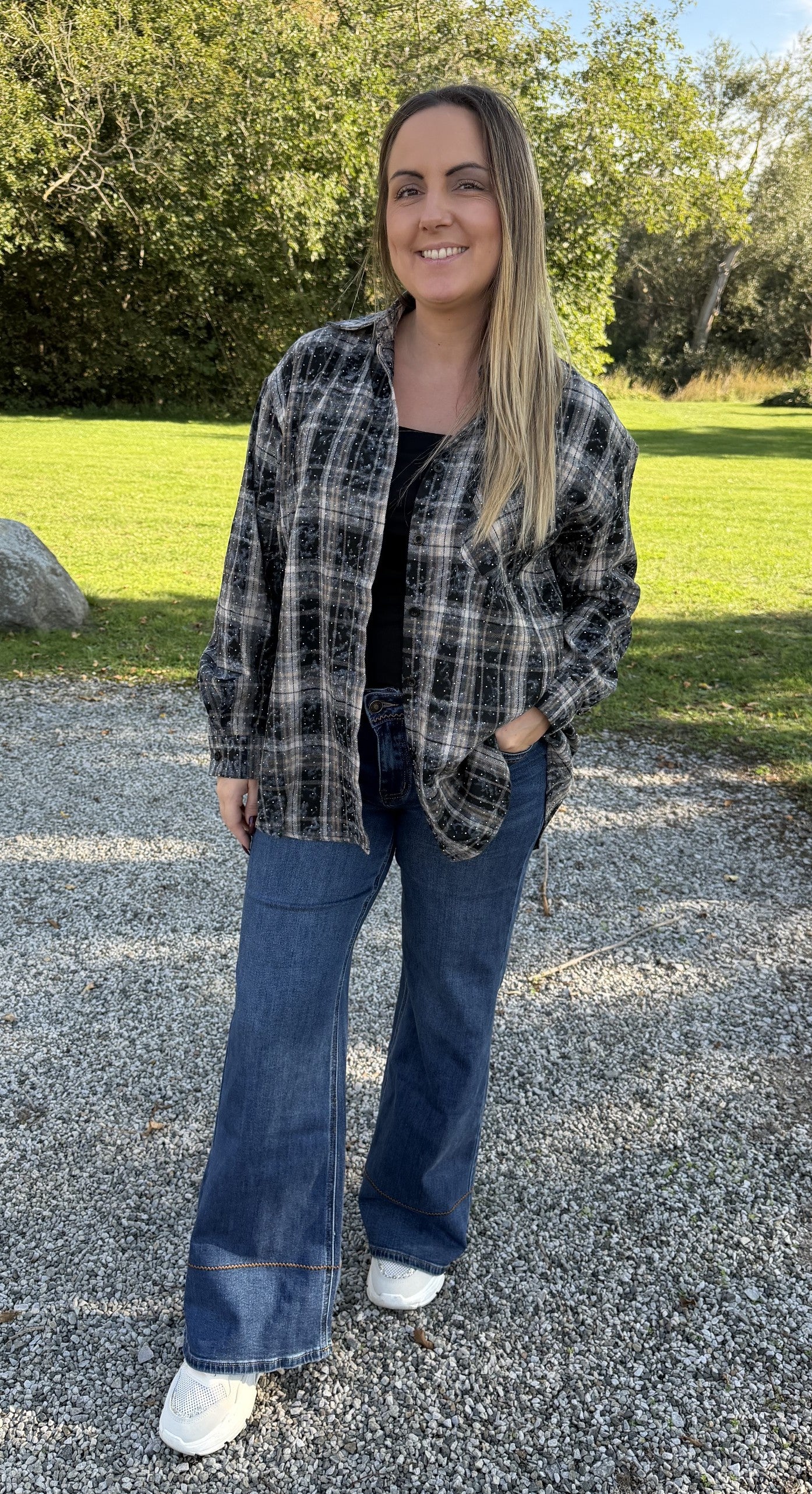 Rosanna Rutig skjorta glitter Svart