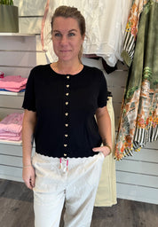 Rosita - Stickad topp - Hjärtan  - Svart