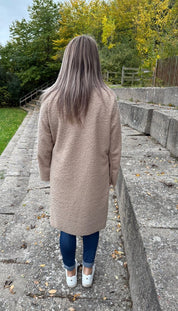 Rut - Teddyjacka Lång - Taupe- Nyhet