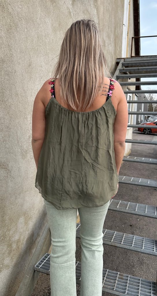 Saga- Linne - Blommor - Khaki