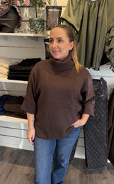 Sally Stickad polotröja Choco