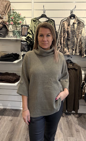 Sally Stickad polotröja Khaki