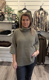 Sally Stickad polotröja Khaki