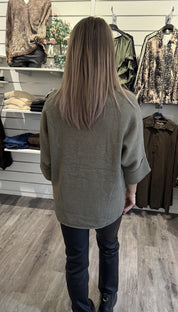 Sally Stickad polotröja Khaki