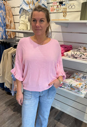 Sara- Tröja - Volang - Ljusrosa