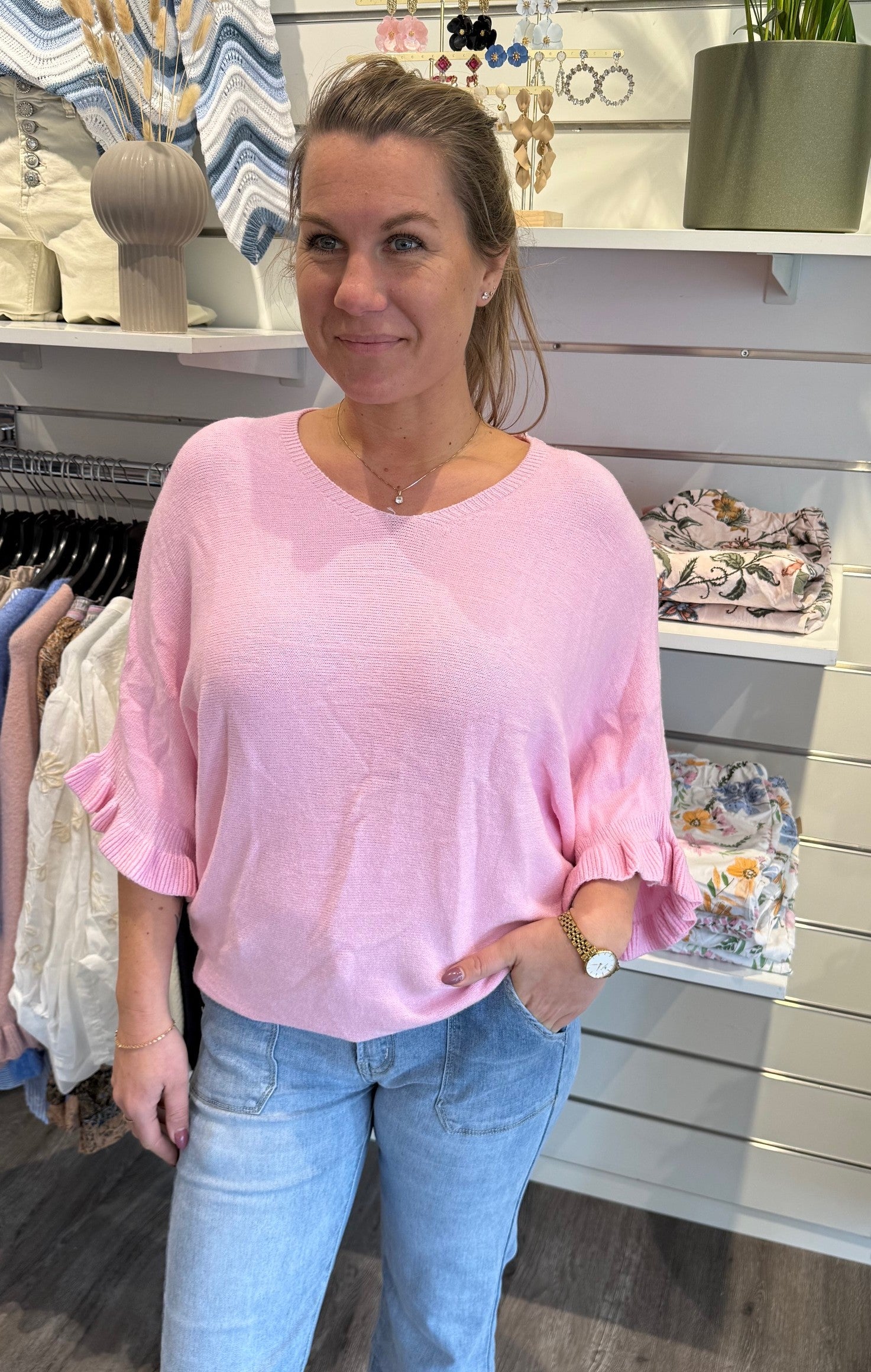 Sara- Tröja - Volang - Ljusrosa