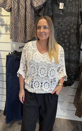Sassie Virkad Topp Beige