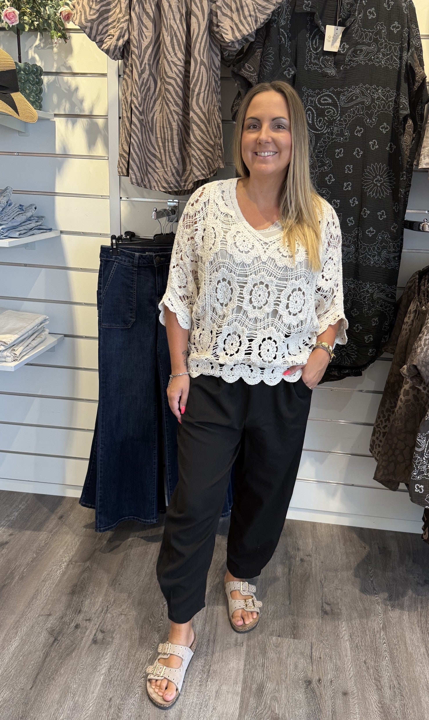 Sassie Virkad Topp Beige