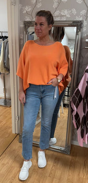 Sia - Finstickad tröja - Orange- Nyhet