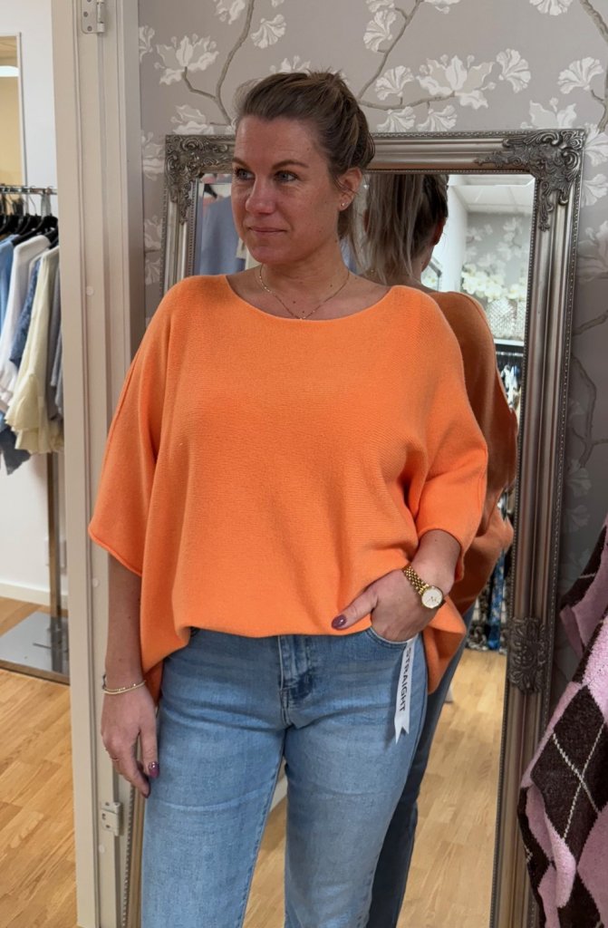 Sia - Finstickad tröja - Orange- Nyhet