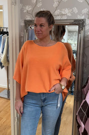 Sia - Finstickad tröja - Orange- Nyhet