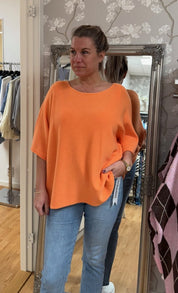 Sia - Finstickad tröja - Orange- Nyhet