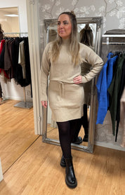 Sissi - Set Ribbad Tröja & kjol - Beige - Nyhet